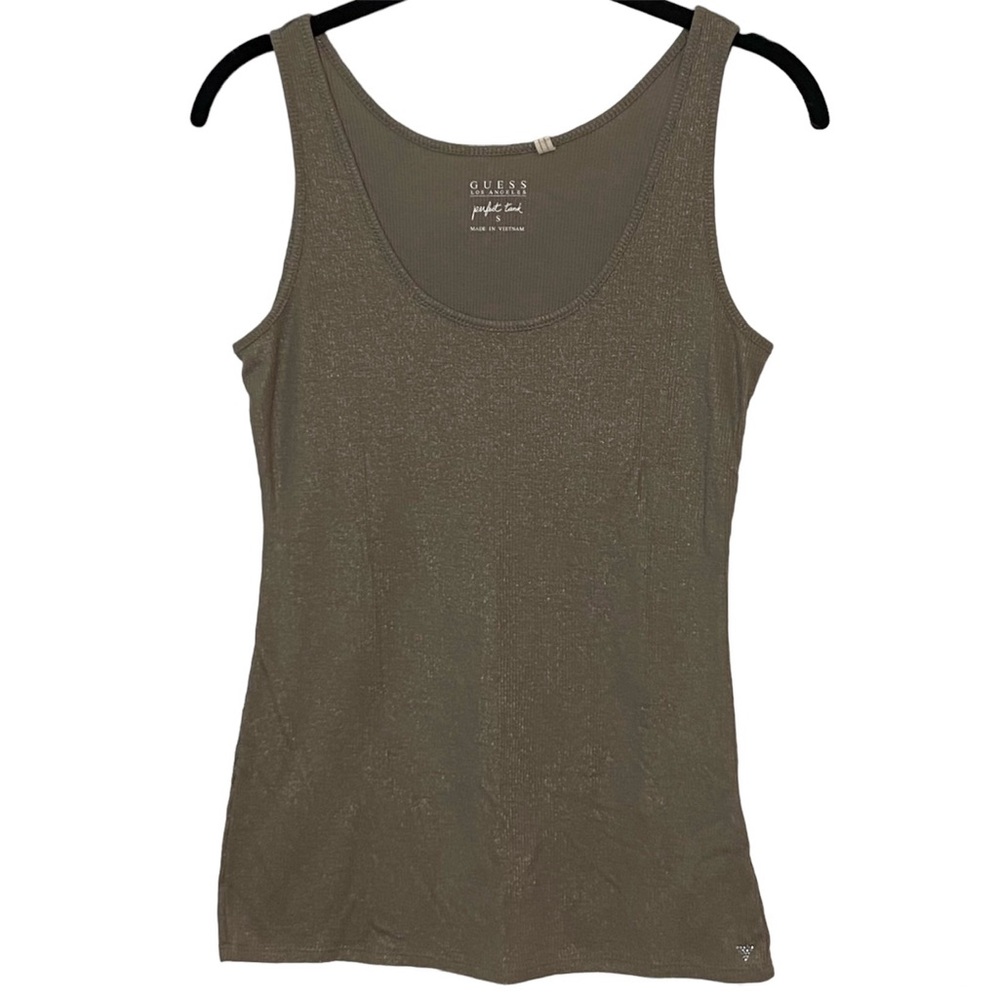 GUESS Perfect Tank Glitter Shimmery Golden Brown Size Small
